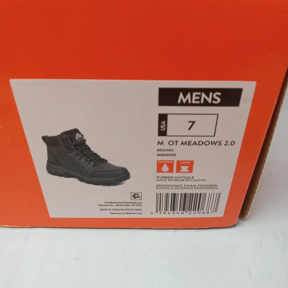 Ozark Trail OT Meadows 2.0 Men's Hiking Boots Size 7 Brown Waterproof Leather
